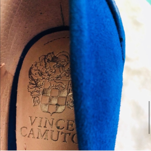 💙VINCE CAMUTO BLUE SUEDE ROCK STUD HEELS 6.5M - Picture 8 of 15